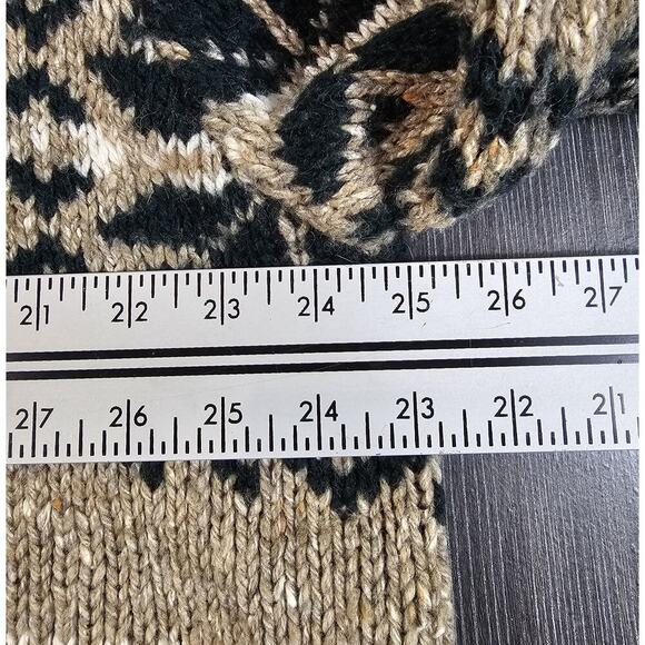 Vintage Eddie Bauer Sweater Mens XL Beige Wool Fisherman Fair Isle Snowflake - Picture 4 of 6